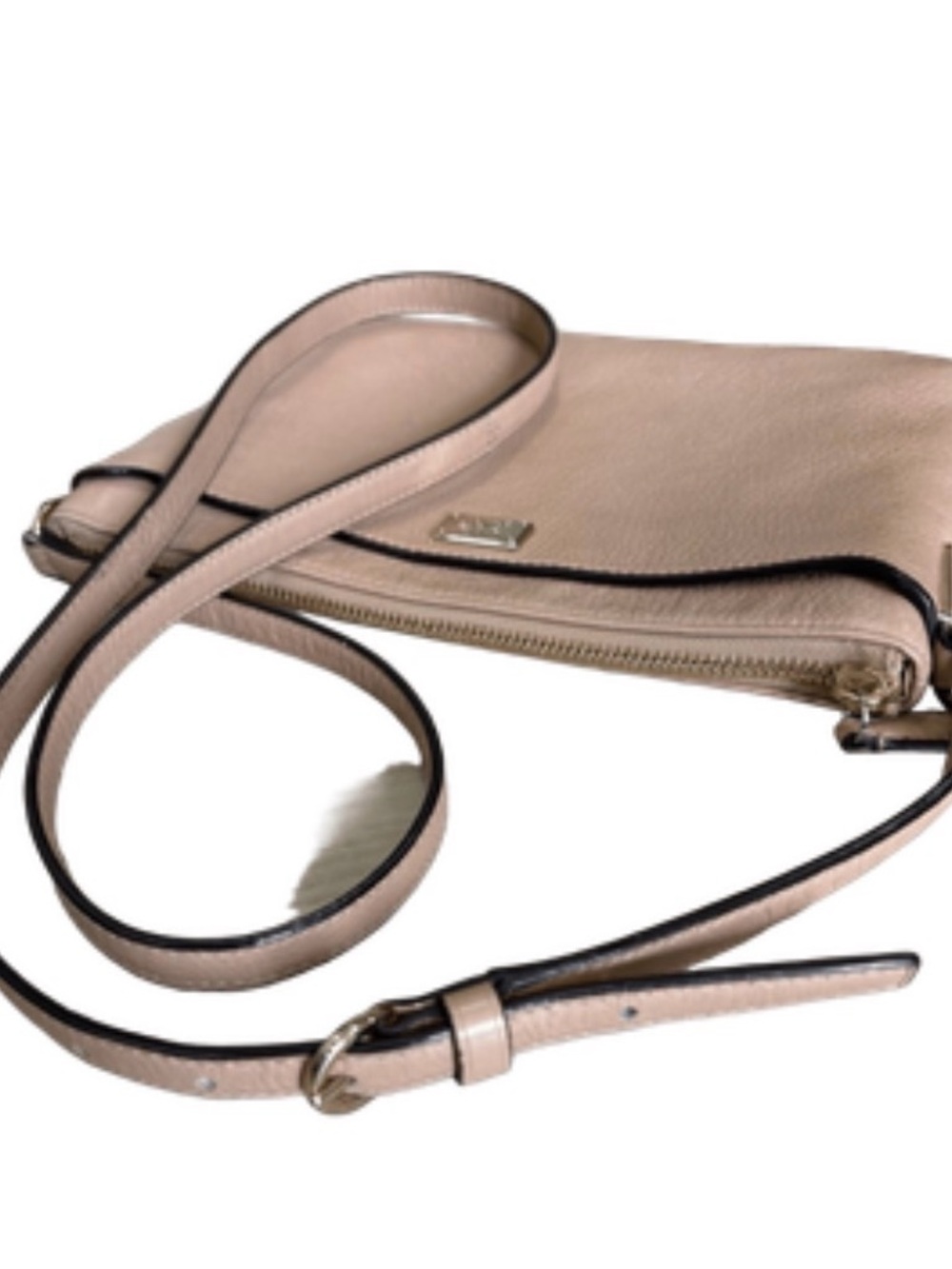 Coach Madison Collection Pebble Leather Crossbody Bag Taupe/Sand Hot Pink Lining - Picture 11 of 11